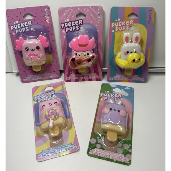 Claire’s PUCKER POPS lot Of 5 Lip Gloss Key Chain Assorted Styles All New - Picture 1 of 7